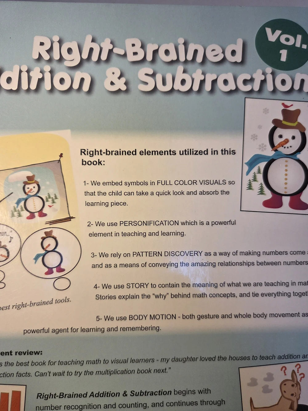 Right-Brained Addition & Subtraction Vol. 1 Homeschool Math Workbook Age 6+
